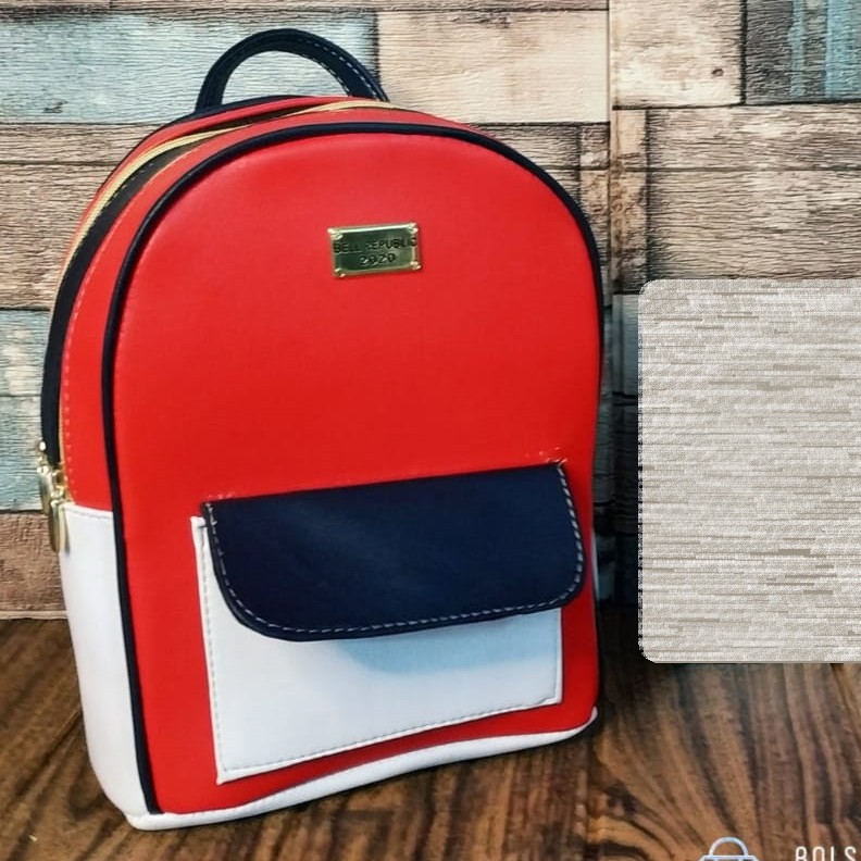 Red Double Zipper Backpack